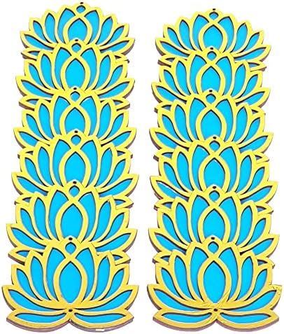 Buy Gift Jaipur Pink & White Golden Lotus 4 Inch Set of 12 Wooden ...