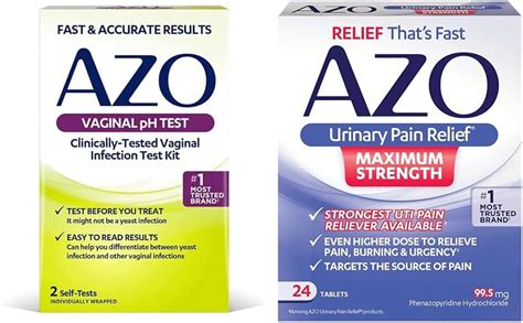 AZO Vaginal pH Test Kit with Urinary Pain Relief, Vaginal Infection ...