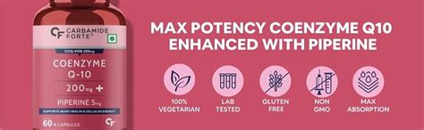 Carbamide Forte Coenzyme Q10 (CoQ10) 200mg with Piperine 5mg – 60 ...