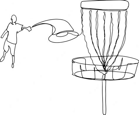 Premium Vector | Disc golf line art, sport online drawing, frisbee ...
