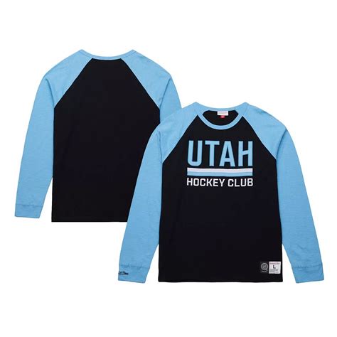 Men's Mitchell & Ness Black/Light Blue Utah Hockey Club Legendary Slub ...