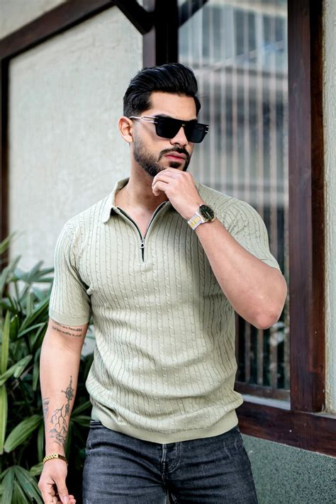 Green Premium Flat knit Polo T-Shirt – Gritstones