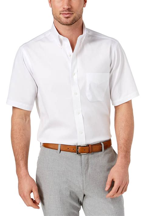 Club Room White Regular Fit Wrinkle Resistant Short Sleeve Dress Shirt ...