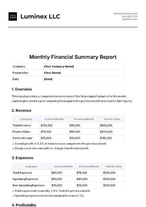 Financial Summary Example 的图像结果