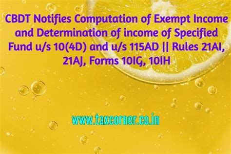 CBDT Notifies Computation of Exempt Income and Determination of income ...