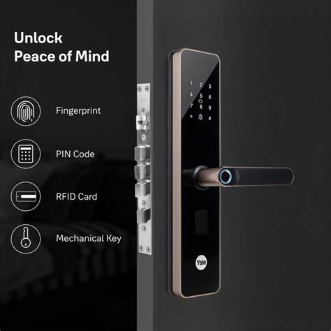 YDME100NxT (Brown) Smart Door Lock, Fingerprint, PIN, RFID, Manual Key ...