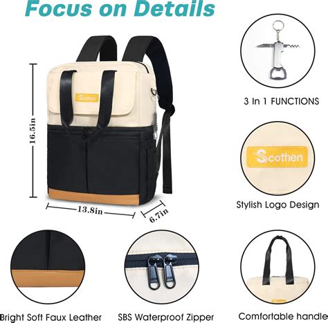 Buy Scothen Backpack Cooler with Double Decker & 12 Ice Packs- Keeps 36 ...