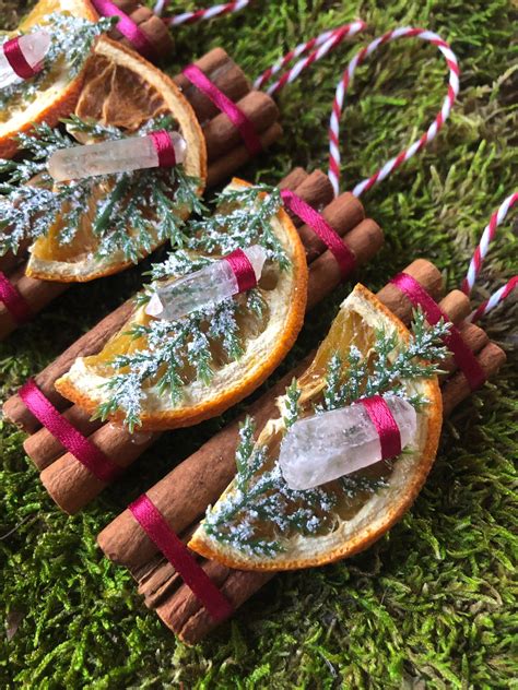 Christmas Yule Ornaments - Cinnamon Sticks, Dried Oranges and Crystals ...