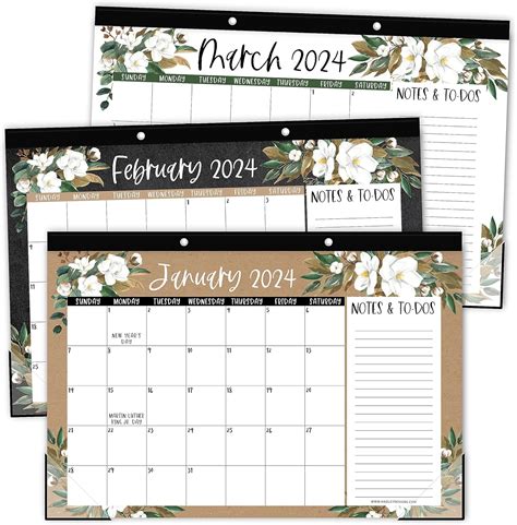 Amazon.com : Floral Large Desk Calendar 2024-2025 - Desk Calender 2024 ...
