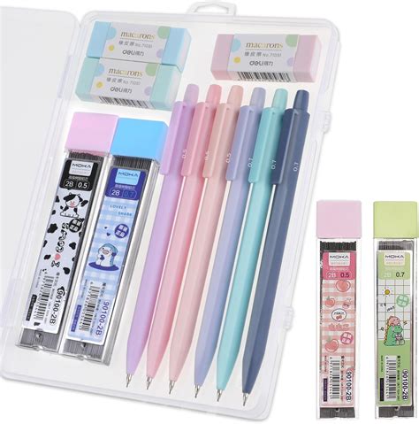 Mechanical Pencil Set, Automatic Retractable Pencils, 6 Pcs Propelling ...
