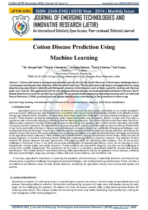 Cotton Disease Prediction Using Machine Learning Techniques (ML 101 ...