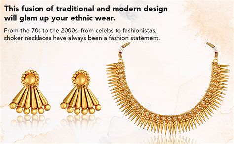 Peora Gold Plated Choker Necklace with Earring Ethnic Jewellery Set For ...