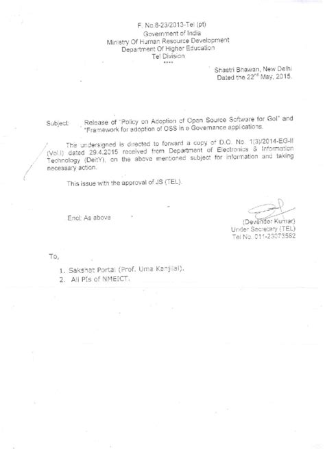 MHRD Policy on Adoption of Open Source Software for e-Governance - Studocu