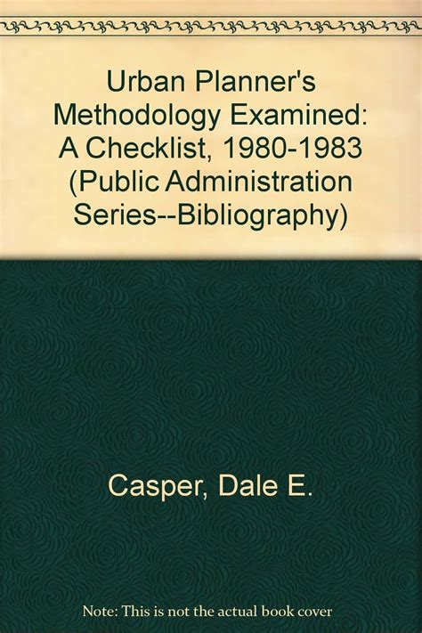 Buy Urban Planner's Methodology Examined: A Checklist, 1980-1983 ...