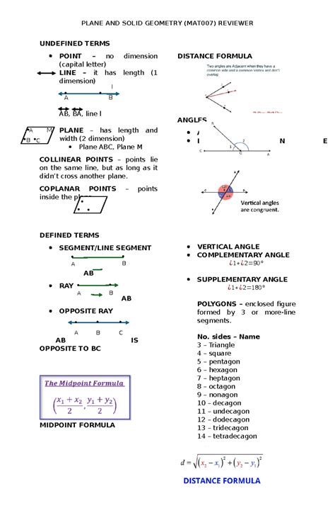 Undefined Terms - Geometry - UNDEFINED TERMS POINT - no dimension ...