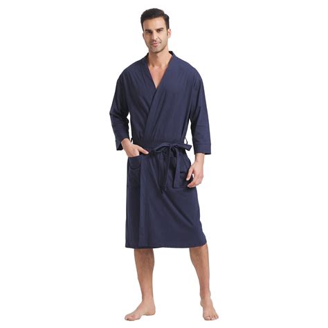 FashGudim 100% Cotton Knit Robe for Men Lightweight Summer Robes Thin ...
