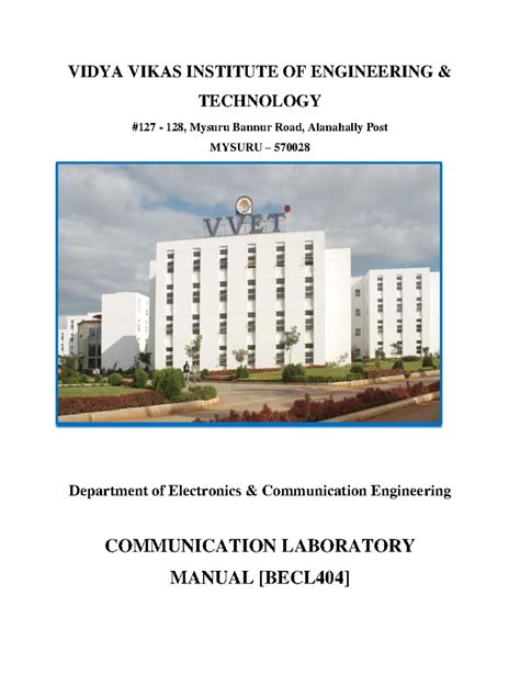 BECL404-Communication Lab Manual: Design & Testing of Modulation ...