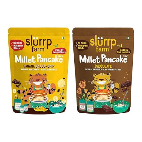 Slurrp Farm Instant Breakfast Millet Pancake Mix, Banana Choco-Chip ...