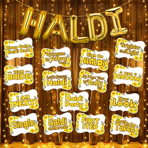 Zyozique ® Haldi Ceremony Decorations Set | Haldi Props for Bride and ...
