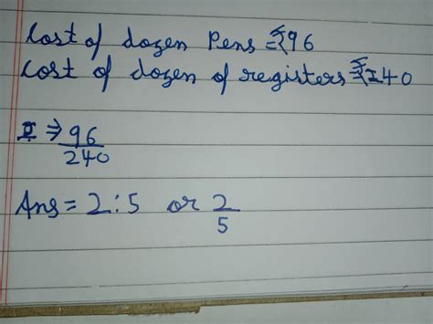 find the ratio of the price of a pen to that of a register if the cost ...