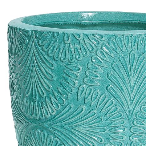 Turquoise Glazed Damask Outdoor Planter, Large | At Home