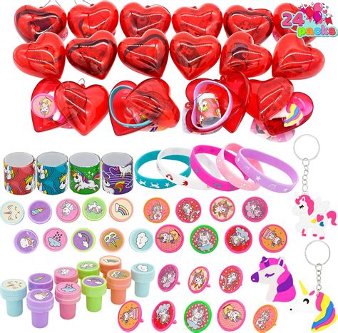 Buy 24 Packs Valentine Party Favor Prefilled Unicorn Themed Heart Cases ...