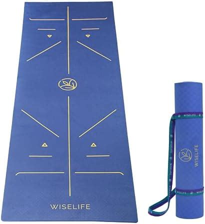 WiseLife TRU Alignment Yoga Mat + Sleek Yoga Strap for Men and Women ...