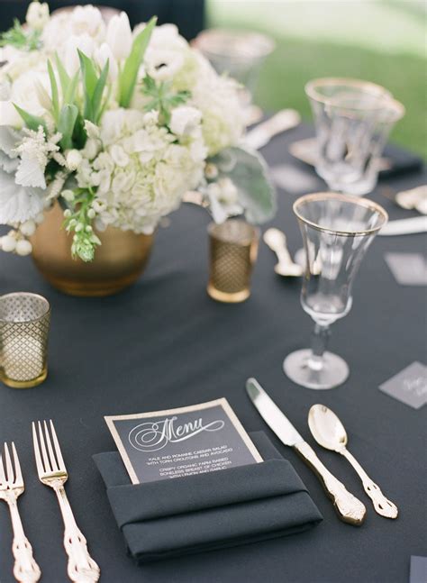 Black, White + Gold Outdoor Glam Wedding | Wedding napkins, Wedding ...