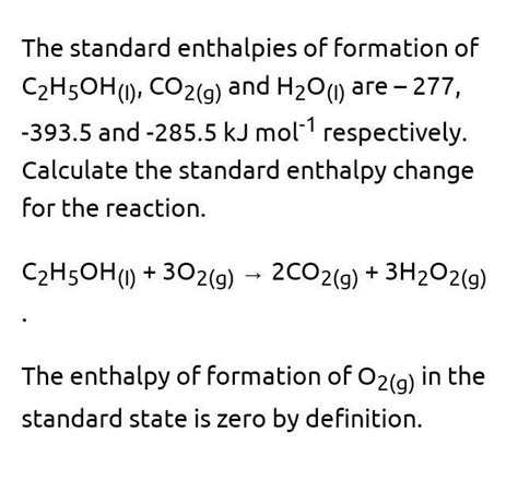 wzeouqagpa Calculate the standard enthalpy of combustion of ethanol if ...