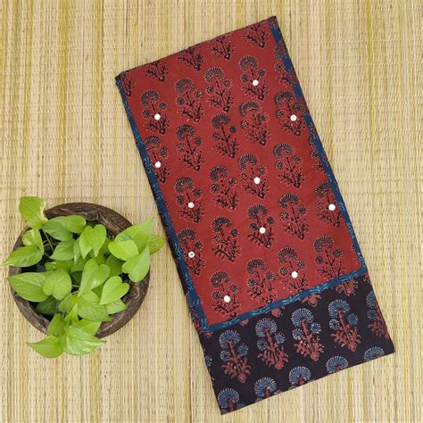 Urvi - Pure Cotton Black Ajrak With Rust Ajrak Simple Rust Embroidered ...