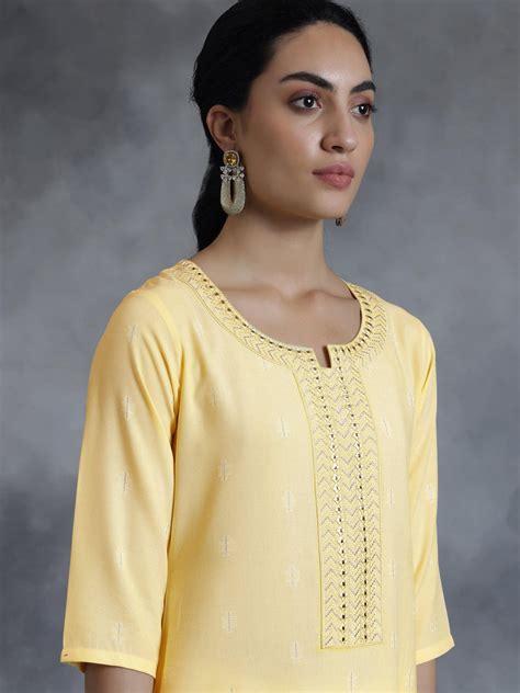 Buy Lemon Cotton Straight Kurta Online at Rs.539 | Libas