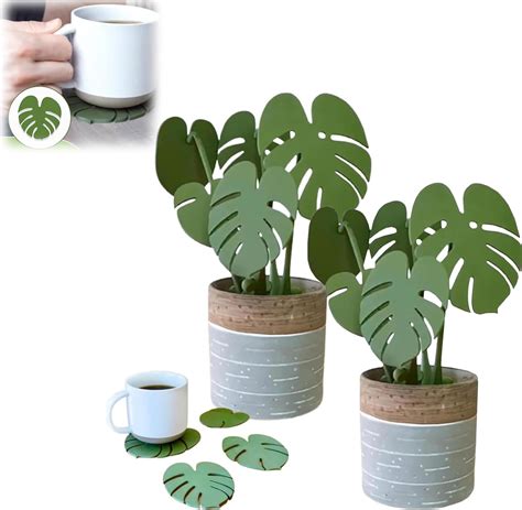 Monstera Coaster Set 3D Printed, Magnetic Coaster Leaves Plant ...