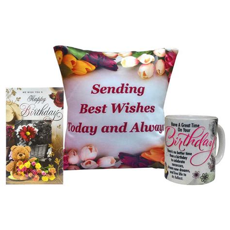 Birthday Gift Combo - (Cushion Cover + Filler), Birthday Greeting card ...