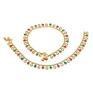 KENNICE American Diamond Studded High Gold Plated Copper Pair of ...