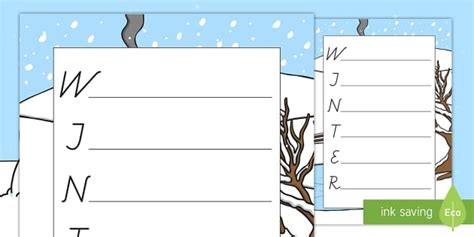 Winter Acrostichon Gedicht Schreibvorlage