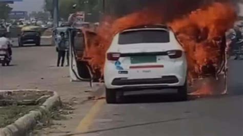Moving electric car turns into fireball in Noida, driver jumps out: Watch
