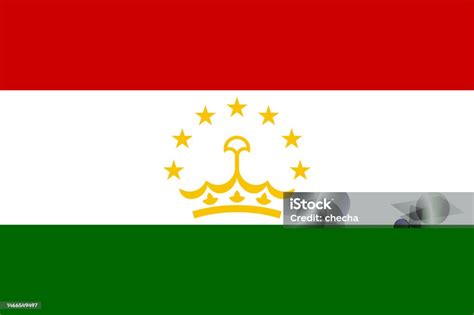 Flag Of Tajikistan Tajik Tricolor Flag With A Crown And A Semicircle Of ...