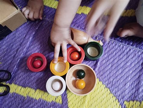 Gift Equals Love Wooden Color Sorting Toy Set of Balls Bowls Waldorf ...