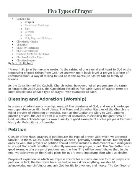 5 Types of Prayer - Five Types of Prayer Catholicism o Prayers o ...