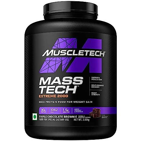 MuscleTech Veg Mass Gainer-Triple Chocolate Browmnie (3Kg Powder(10 ...
