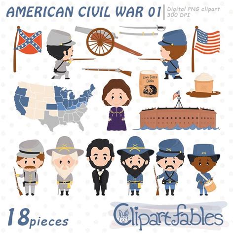 AMERICAN CIVIL WAR Clipart, American History, Abraham Lincoln ...