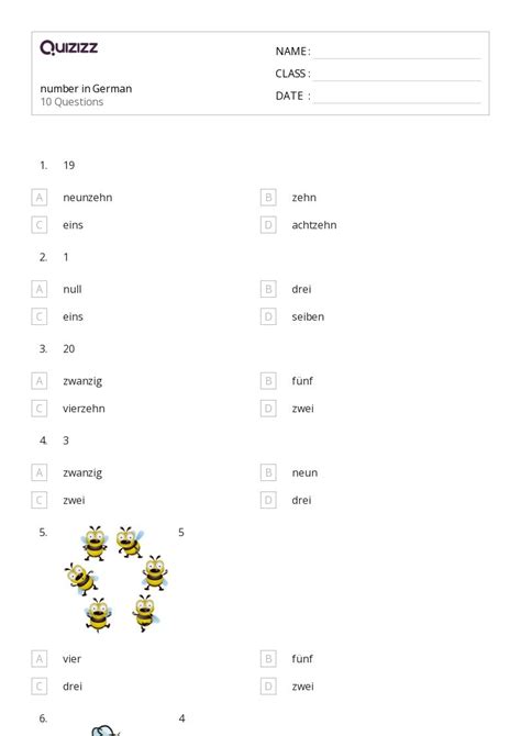 50+ German worksheets for 6th Class on Quizizz | Free & Printable