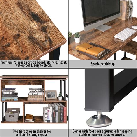 Buy Tektalk L-Shaped Rotatable Corner Table Swivel Desk with Storage ...