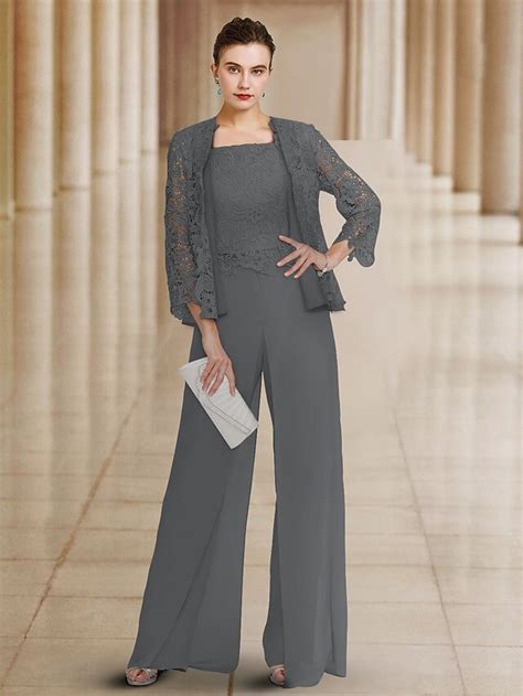 Jumpsuit / Pantsuit Mother of the Bride Dress Elegant Bateau Neck Ankle ...