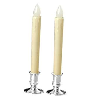 CALANDIS Flameless Flickering LED Pillars Candle Tea Light with Base ...
