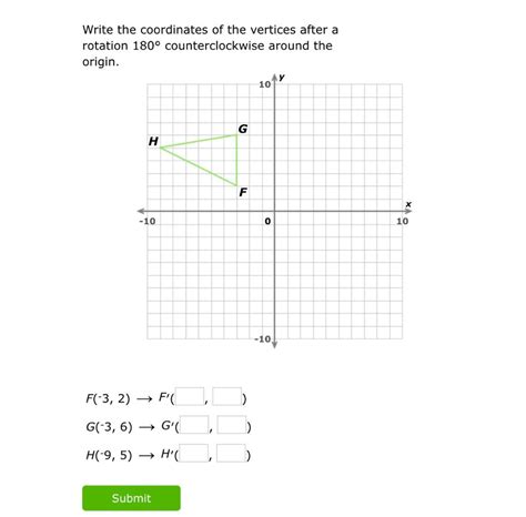 Write the coordinates of the vertices after a rotation 180 ...