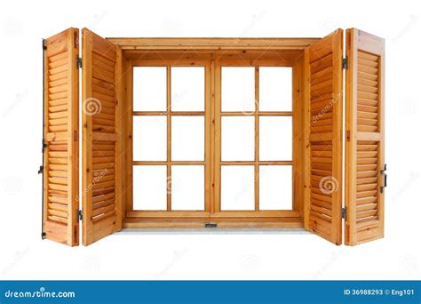 Wooden Window with Shutters Stock Image - Image of casement, lintel ...