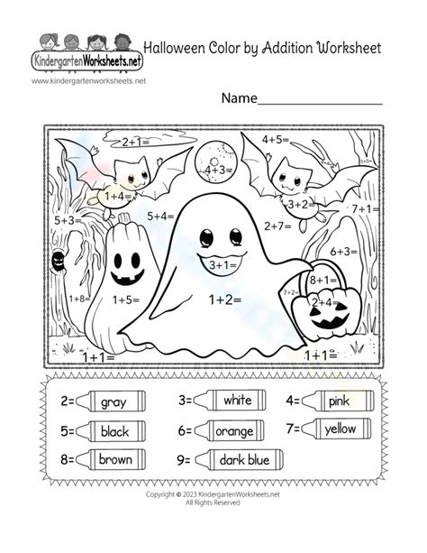 Free Collection Of Halloween Addition Worksheets For Kids - Worksheets ...