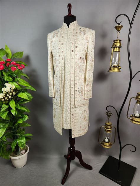 Luxury White Wedding Groom Sherwani | Sherwani For Men ...