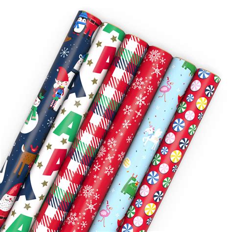 Santa and Friends 6-Pack Assorted Christmas Wrapping Paper Roll Bundle ...